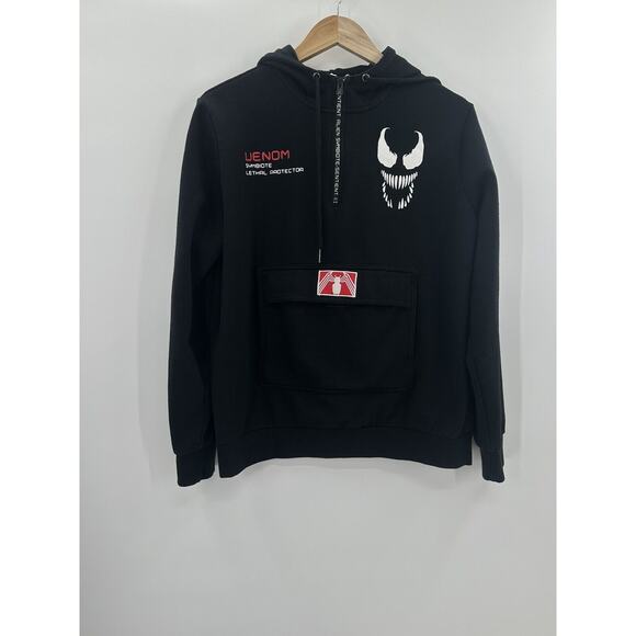 MARVEL VENOM SYMBIOTE LETHAL PROTECTOR QUARTER ZIP POCKET HOODIE RARE MENS Med